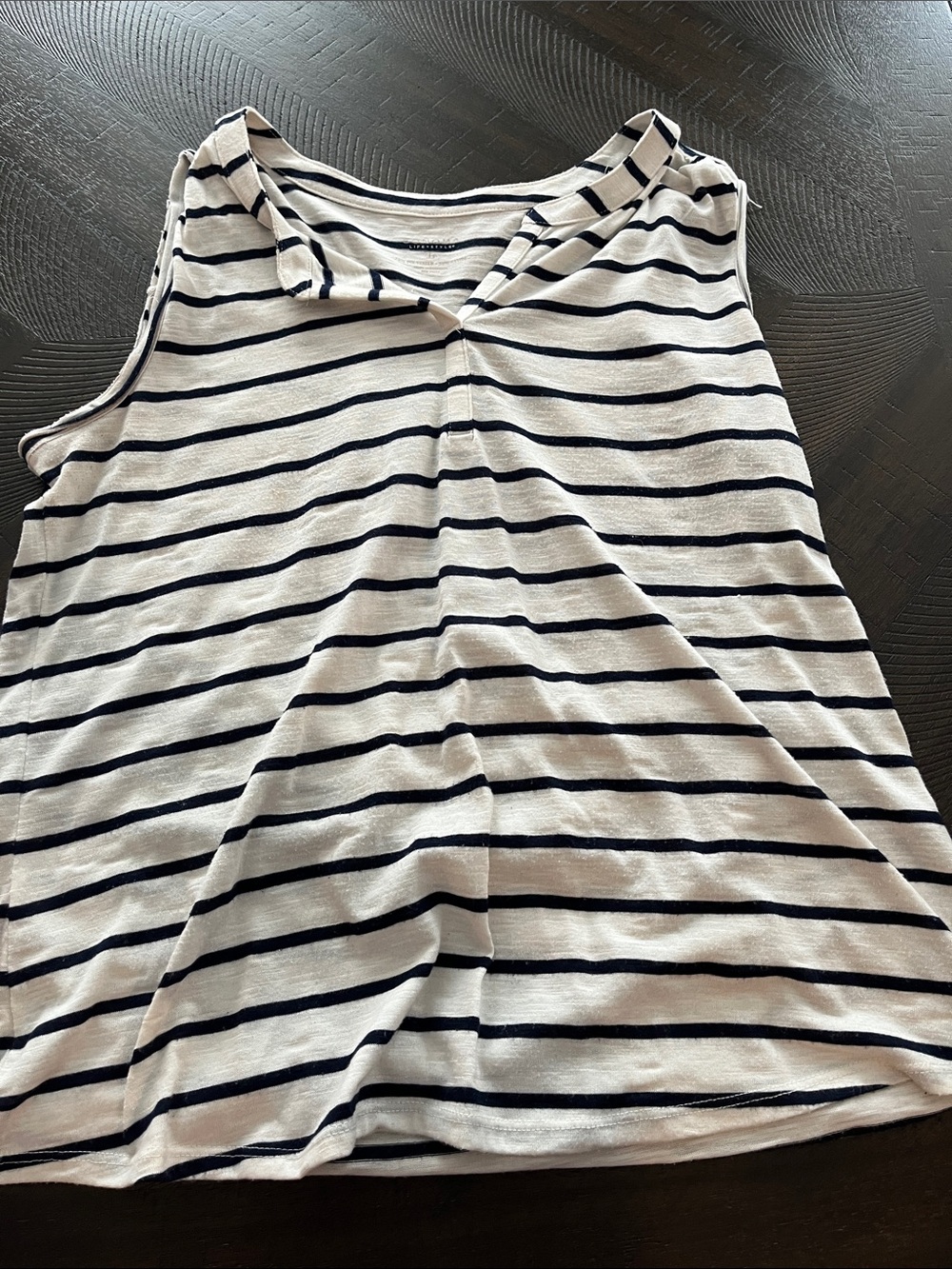 Women's Sleeveless Striped Tank Top in White and Navy